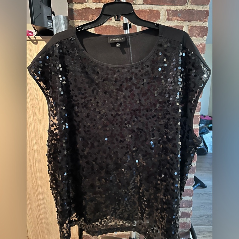 Lane Bryant Black Sequin Top
